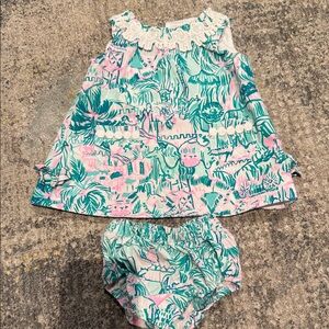 Lilly Pulitzer Pink and Green Baby Dress